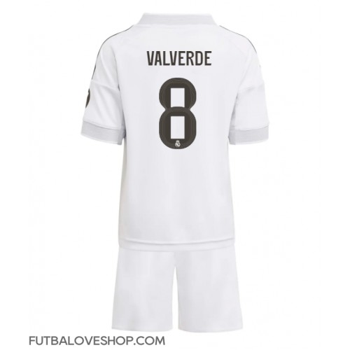 Dres Real Madrid Federico Valverde #8 Domáci pre deti 2025-26 Krátky Rukáv (+ trenírky)